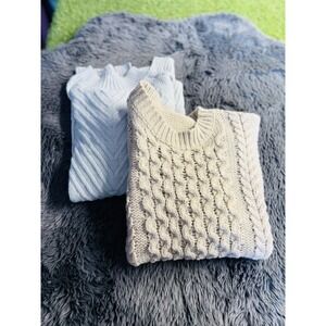 LOT‎ of 2 Shein Brand Women's Sweaters - Size XL- Beige Gray - Cold Shoulder